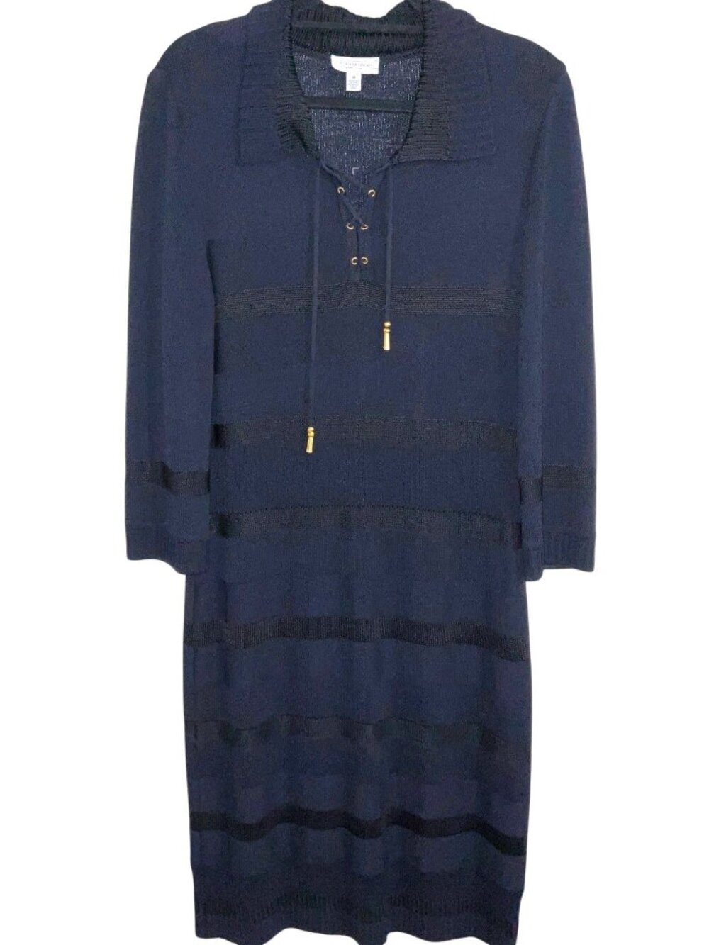 St. John Sport Lace Up Sweater Dress Black Size M